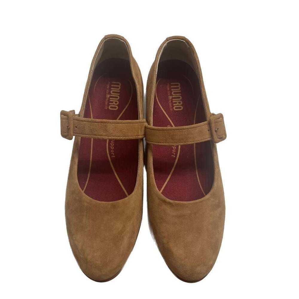 Munro Tan Suede Mary Jane Pumps, Women's Size 9— Comfort Comfort Insole